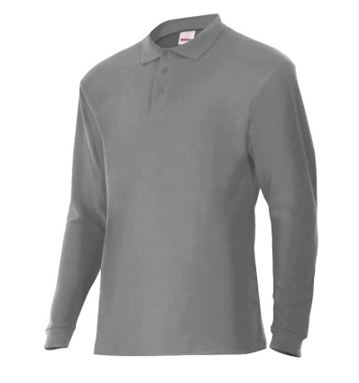 Polo piqué manga larga gris 105503