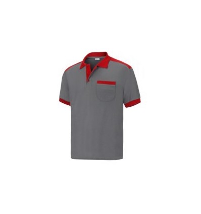 Polo manga corta gris/rojo CARGO L5000