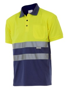 Polo manga corta alta visibilidad amarillo/navy 173