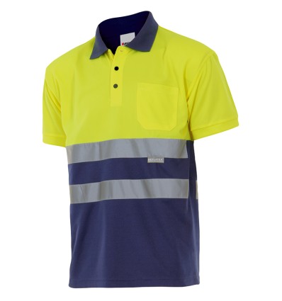 Polo manga corta alta visibilidad amarillo/navy 173