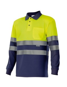 Polo manga larga alta visibilidad amarillo/navy 173