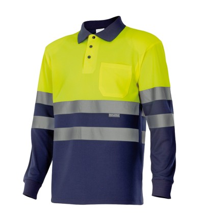 Polo manga larga alta visibilidad amarillo/navy 173