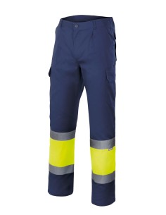 Pantalón multibolsillo alta visibilidad navy/amarillo 157