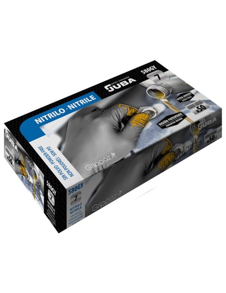 Guante desechable nitrilo máximo agarre gris 580GY