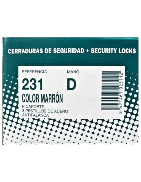 Cerradura sobreponer marrón 143x60 mm mod 231-12