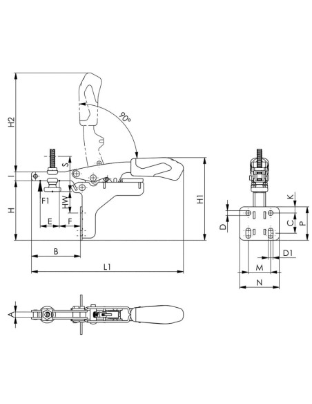 Waagerechtspa 6871 con altura sujecion variable