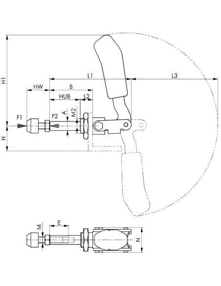 Tensor de barra tamaño 2 diseño compacto