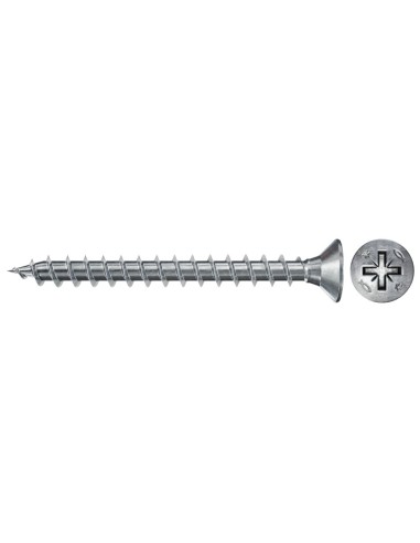 Tornillo madera cabeza plana huella PZ rosca total cincado FPF II