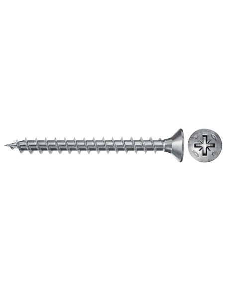Tornillo madera cabeza plana huella PZ rosca total cincado FPF II