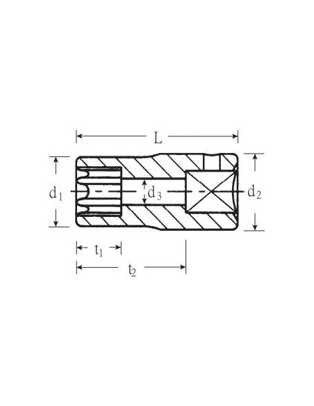 Llave de vaso largo 1/4" DIN 3124 mod 40TX
