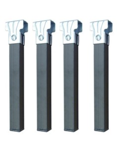 Juego patas somier cuadradas con ruedas acero negro 4 ud