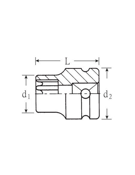 Llave de vaso con punta impacto 1/2" mod 2308TX IMP INHEX