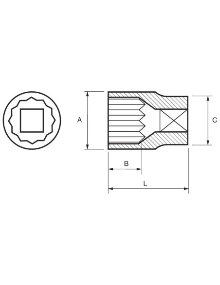 Llave de vaso 1/2" hexagonal pulgadas modelo 122A