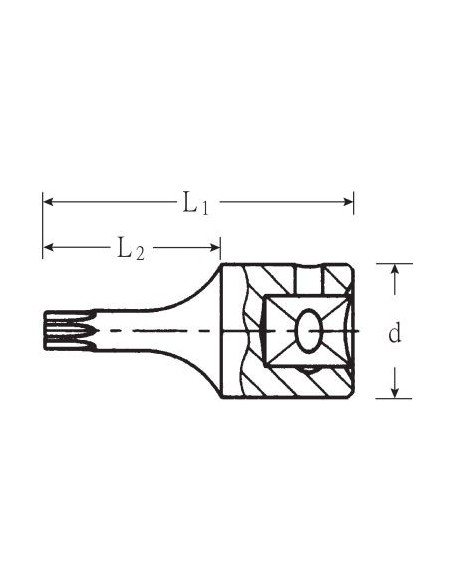 Llave de vaso con punta hueca 1/4" TORX mod 44KTXB