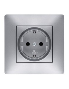 Base enchufe eléctrico 16A-250V empotrar abs aluminio
