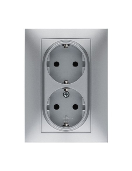 Base enchufe eléctrico 16A-250V empotrar abs aluminio