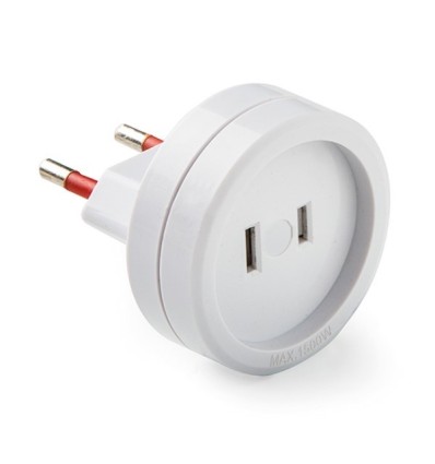 Adaptador viaje 6A-250V policarbonato blanco