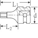 Llave de vaso con punta impacto 1/2" mod 54 IMP INHEX