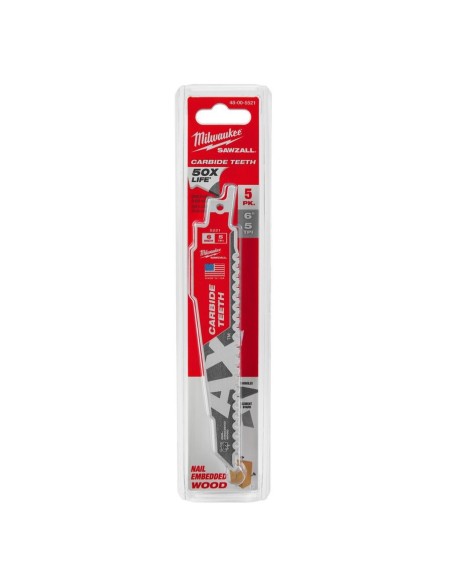 Hoja sierra sable THE AX CARBIDE maderas con clavos 5 TPI 5 ud