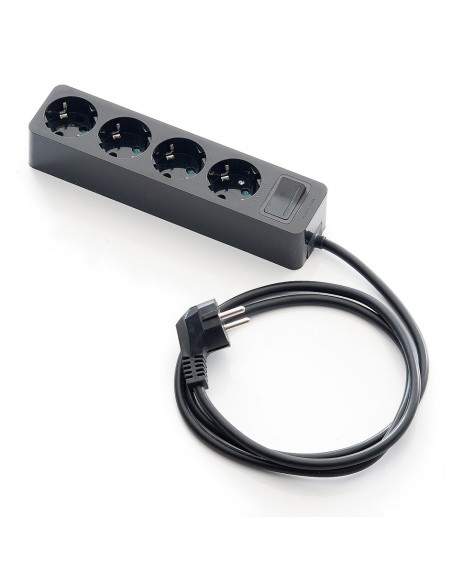 Base de enchufes multiples con interruptor negra con cable 15 m