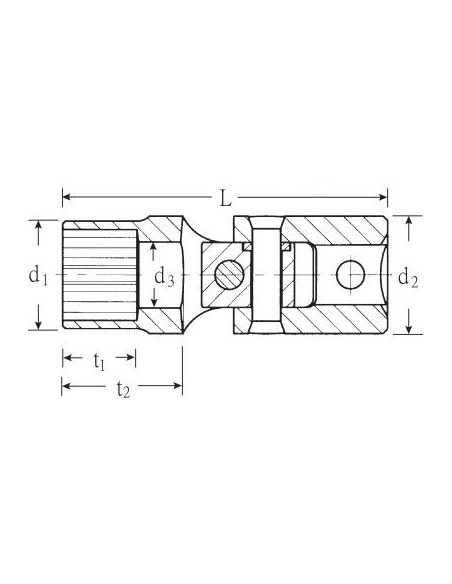 Llave de vaso articulado 1/4" SPLINE-DRIVE mod 402ASP