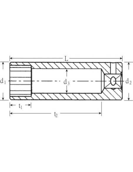 Llave de vaso largo 1/4" DIN 3124 mod 40ADL