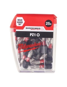 Punta de impacto 1/4" 25 mm estrella POZIDRIV SHOCKWAVE 25 ud