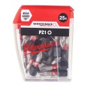 Punta de impacto 1/4" 25 mm estrella POZIDRIV SHOCKWAVE 25 ud