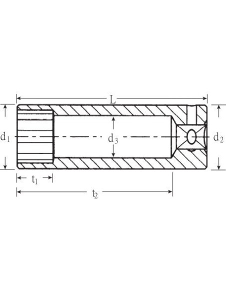 Llave de vaso largo 1/4" DIN 3124 mod 40ADL