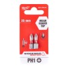 Punta de impacto 1/4" 25 mm estrella PHILLIPS SHOCKWAVE 2 ud