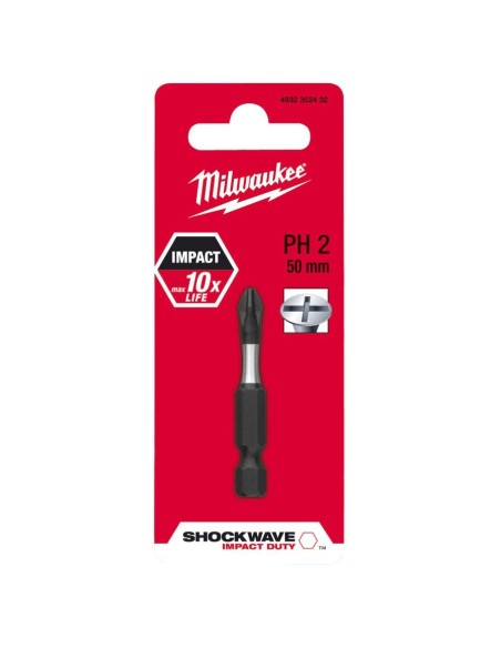 Punta de impacto 1/4" 25 mm estrella PHILLIPS SHOCKWAVE 2 ud