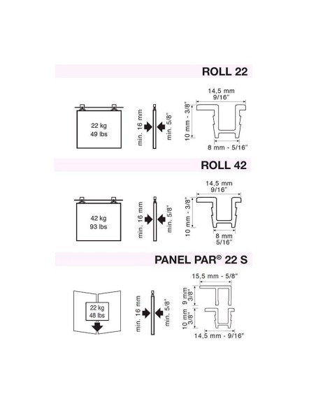 Carril perfil ROLL 22/42 superior/inferior