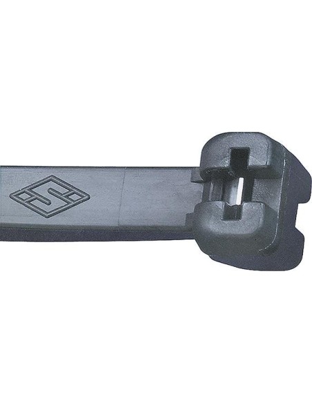 Brida de nailon negra a 100 piezas con lengUeta de acero
