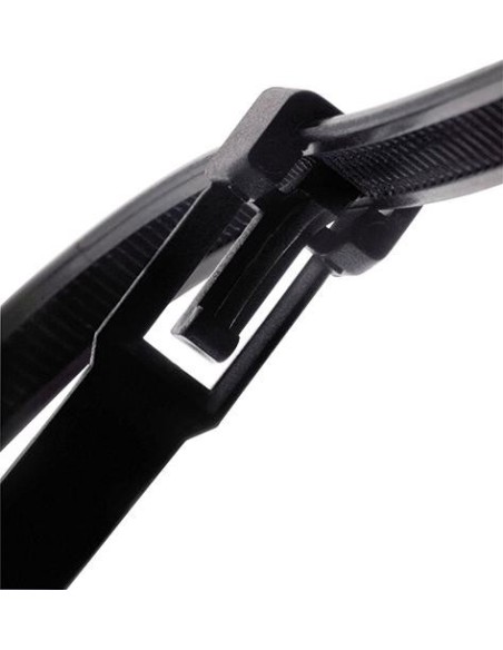Brida de nailon negra a 100 piezas desmontable
