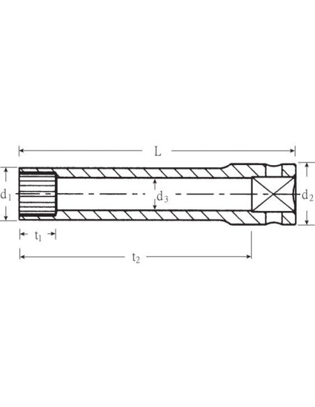 Llave de vaso largo 3/8" DIN 3124 mod 46ASP