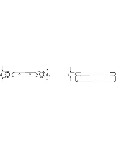Llave carraca doble poligonal cromada mod 25ASP