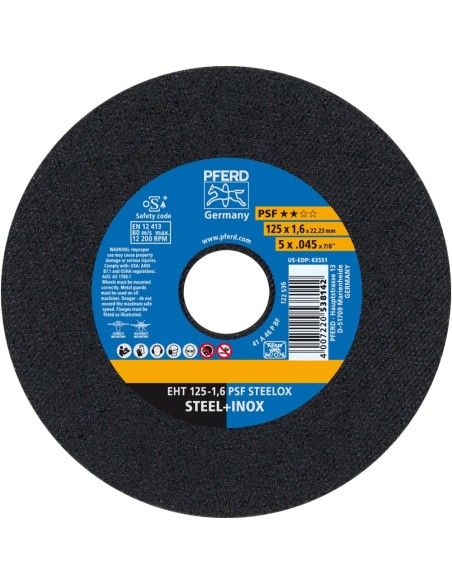 Disco de corte inox EHT buenas prestaciones PSF-INOX