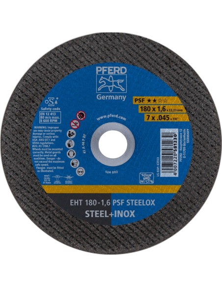 Disco de corte inox EHT buenas prestaciones PSF-INOX