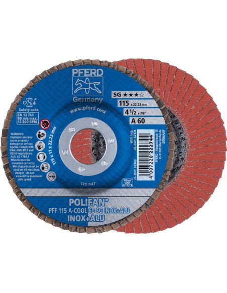 Disco de láminas corindón plano alto rendimiento COOL SG INOX+ALU 115mm