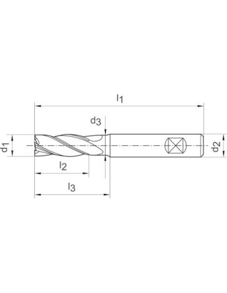 Fresa ratio larga DIN6527 MDI tipo aluminio vastago HB Z4