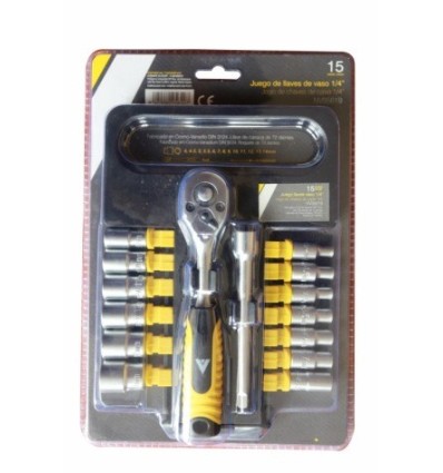 LLAVE VASO HEXAG. 1/4" 72 DIENT. C.V. NIVEL 15 PZ