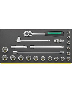 BANDEJA TCS CON BOCAS DE LLAVE DE VASO 3/8" TCS 456/16/6