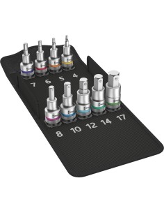 KIT LLAVES VASO 1/2 PULGADAS 9 PIEZAS HEXAGONAL CON SOPORTE