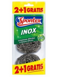 ESTROPAJO LIMP 6.5CM INOX SPONTEX 3 PZ