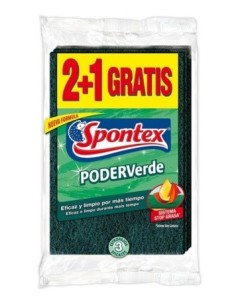 ESTROPAJO LIMP 10X15CM FIBRA VER PODER VERDE SPONTEX 3 PZ