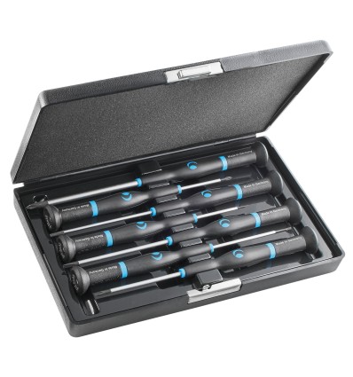 JUEGO DE 7 DESTORNILLADORES DE PRECISION WITTRON EN ESTUCHE DE PLASTICO ANTICHOQ
