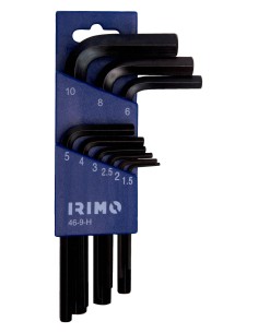 LLAVE ALLEN HEXAG. 1.5-10MM ACODADA PETACA PAVON. IRIMO 9 PZ
