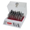 JUEGO DE 35 FRESAS DE METAL DURO CON VASTAGO DE 6 MM EN VITRINA DE PLASTICO