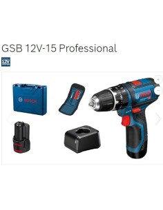 ATORNILLADOR PERCUTOR GSB 12V-15 2 BAT 2.0AH + 10 ACCESORIOS + MALETIN CASE