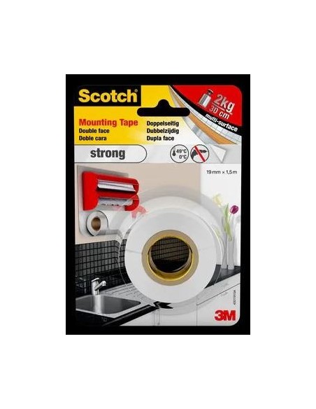 Rollo cinta doble cara SCOTCH montaje fuerte 19mm